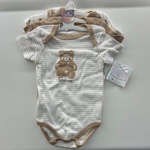 Quiltex Unbearably Handsome Bodysuit Set - Brown and White
